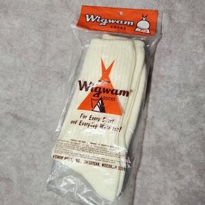 vtg WIGWAM Wool blend SOCKS crew Natural Beige New 'Feet That Compete' 612 sz 11